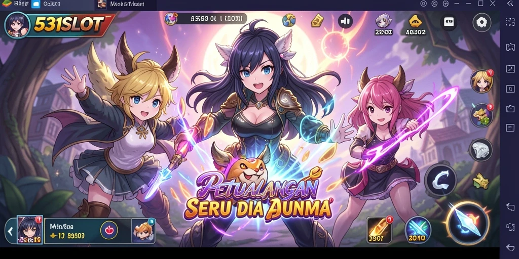 Screenshot gameplay seru 531SLOT menunjukkan karakter anime beraksi.
