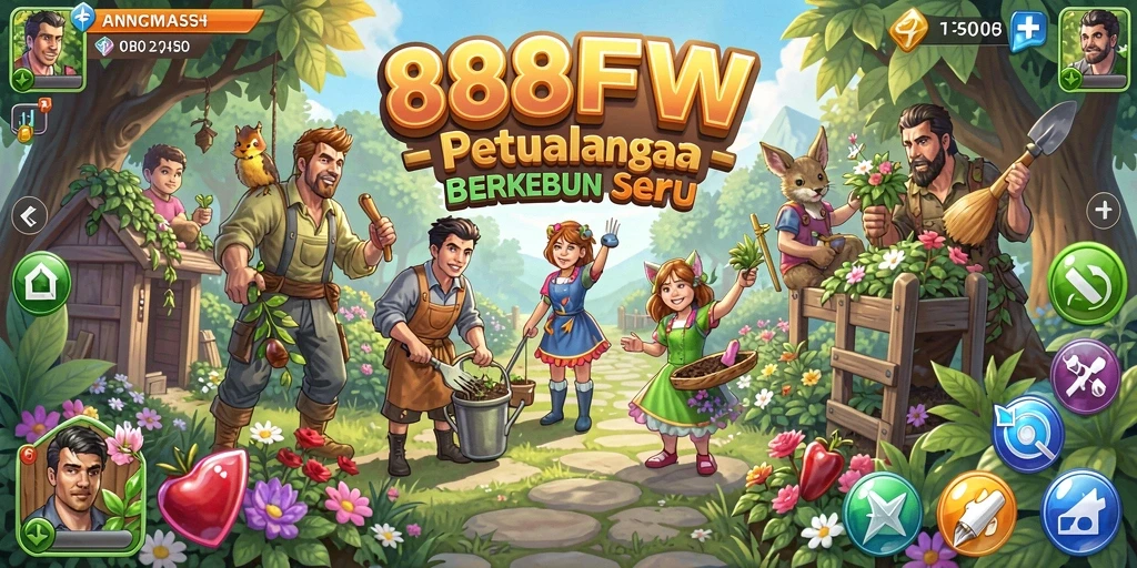 Tangkapan layar menampilkan gameplay menarik dari 888FW dengan aktivitas berkebun.