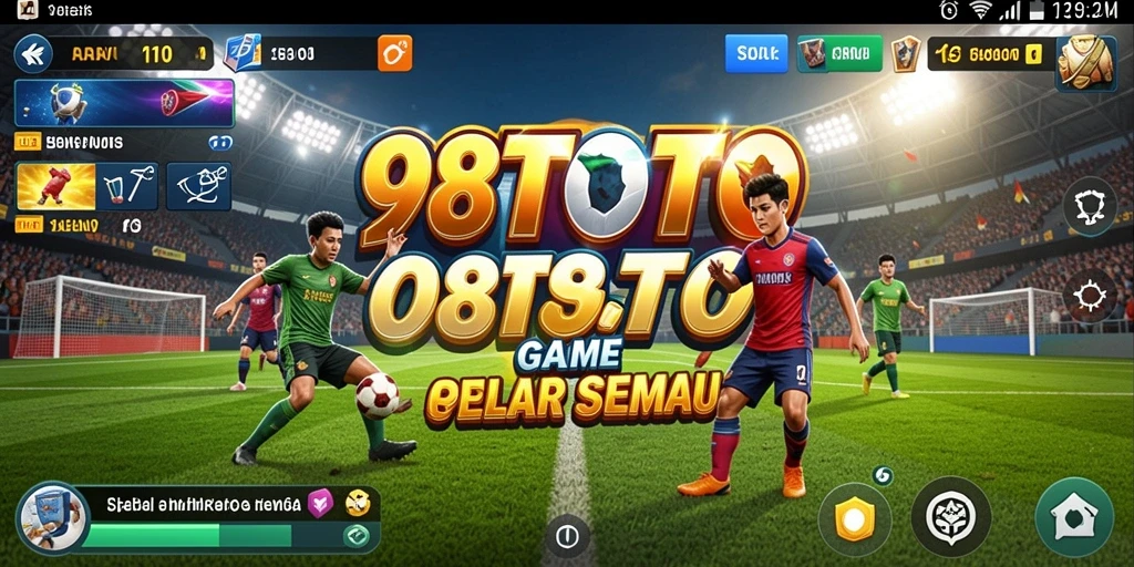 Tampilan gameplay <strong>98TOTO</strong> menampilkan aksi seru di lapangan olahraga.