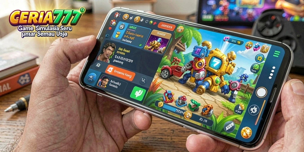 Screenshot gameplay CERIA777 menunjukkan eksplorasi dunia virtual yang menarik.