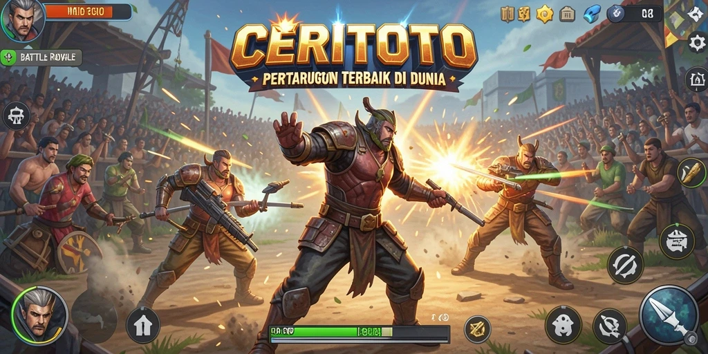 Screenshot CERITOTO menampilkan aksi intens dalam gameplay Battle Royale.