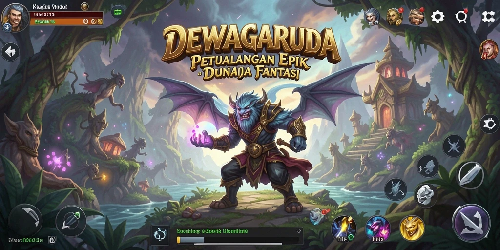 Tangkapan layar utama DEWAGARUDA menampilkan aksi gameplay RPG yang mendebarkan.