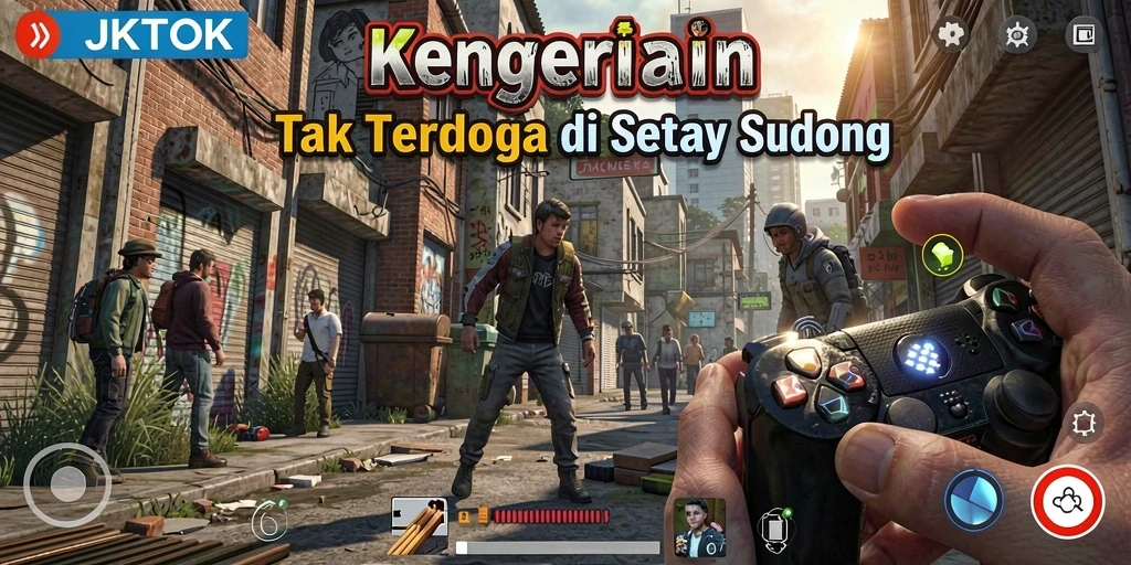 Screenshot gameplay JKTOK menunjukkan suasana menegangkan dan mencekam.