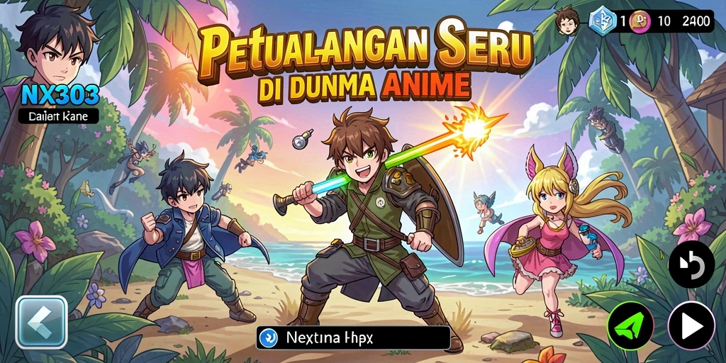 Gameplay NX303 dengan karakter anime yang menarik dan aksi pertarungan seru.