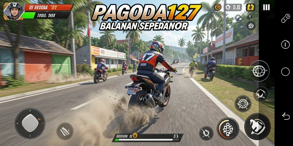 Tampilan gameplay seru dari balapan sepeda motor.