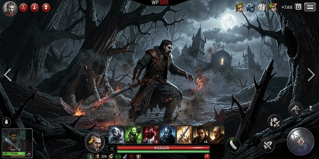 Tampilan gameplay menegangkan dari WP888 dengan suasana horror yang kental.